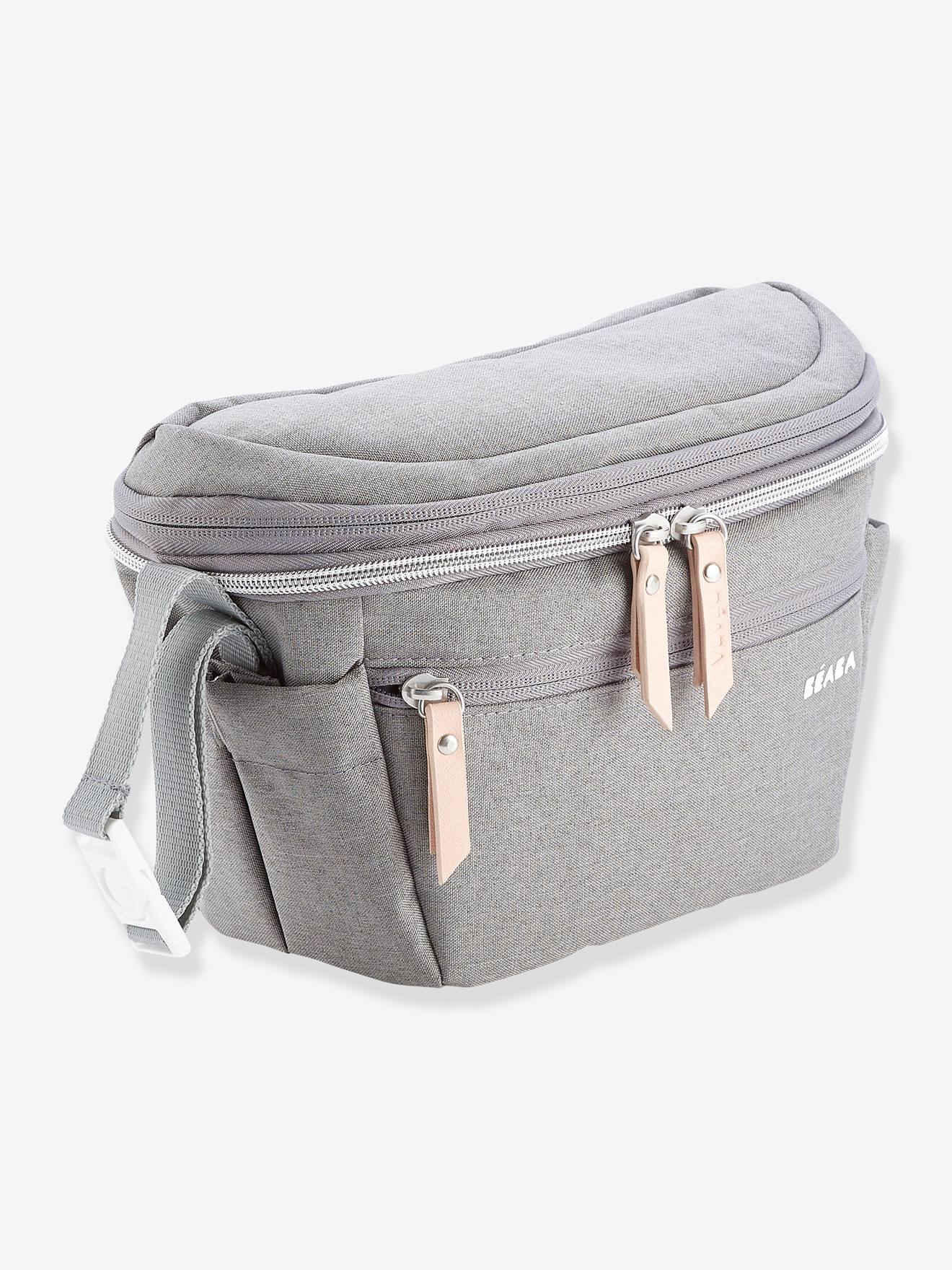 Bolsa para carrinho de bebê BEABA Biarritz, conversível em bolsa de mão, cinza médio liso