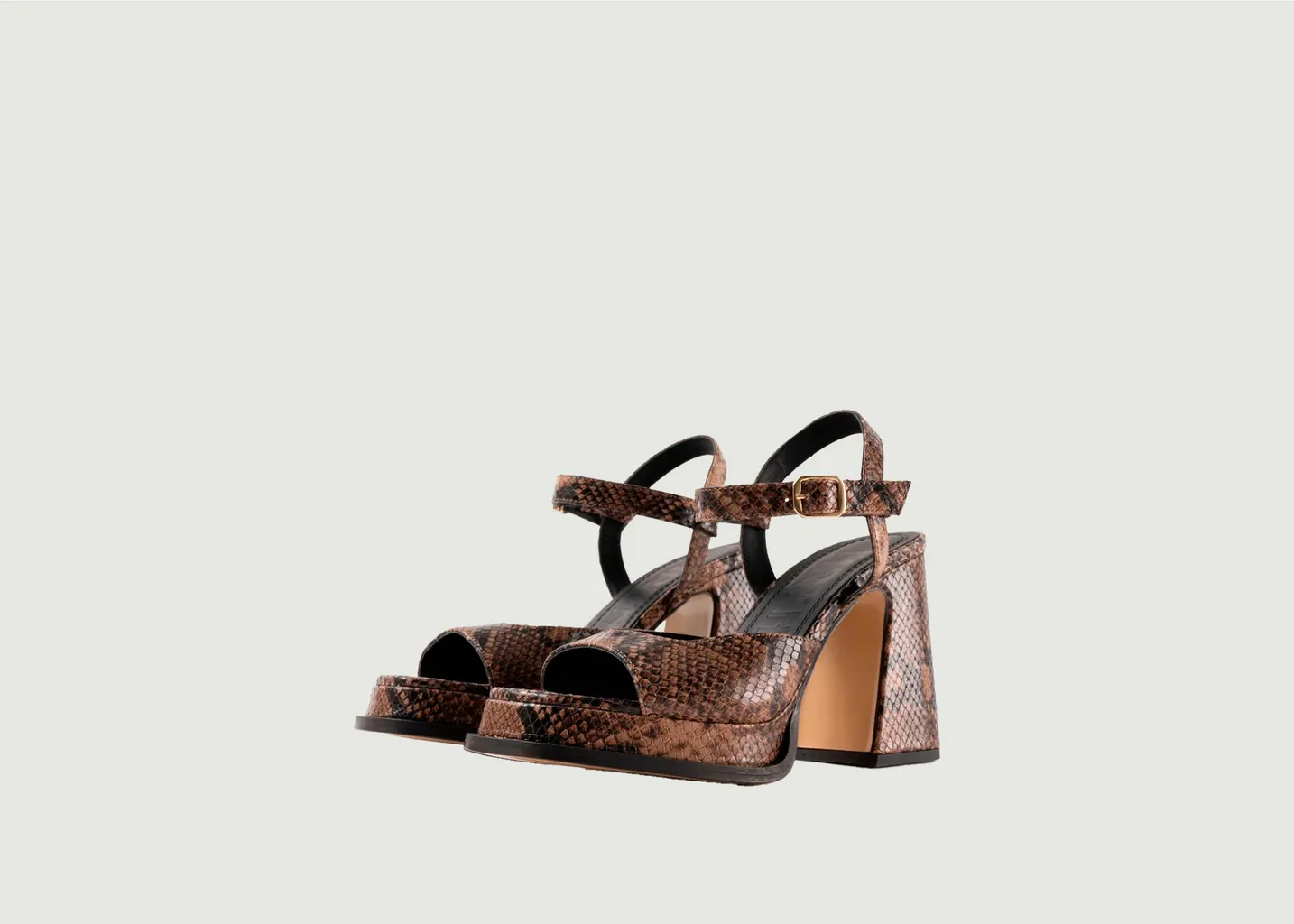 Sandales à talons et plateforme en cuir effet python Gracia Souliers Martinez