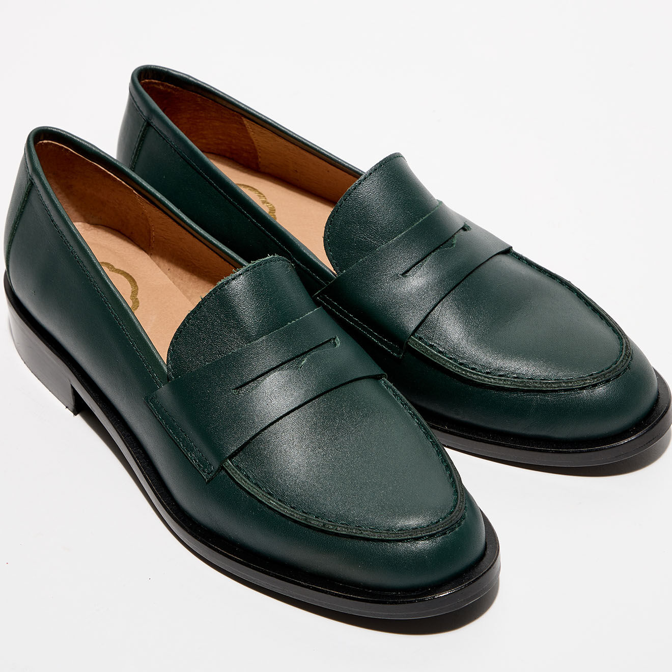 Apologie Mocassins en Cuir Juliette vert anglais