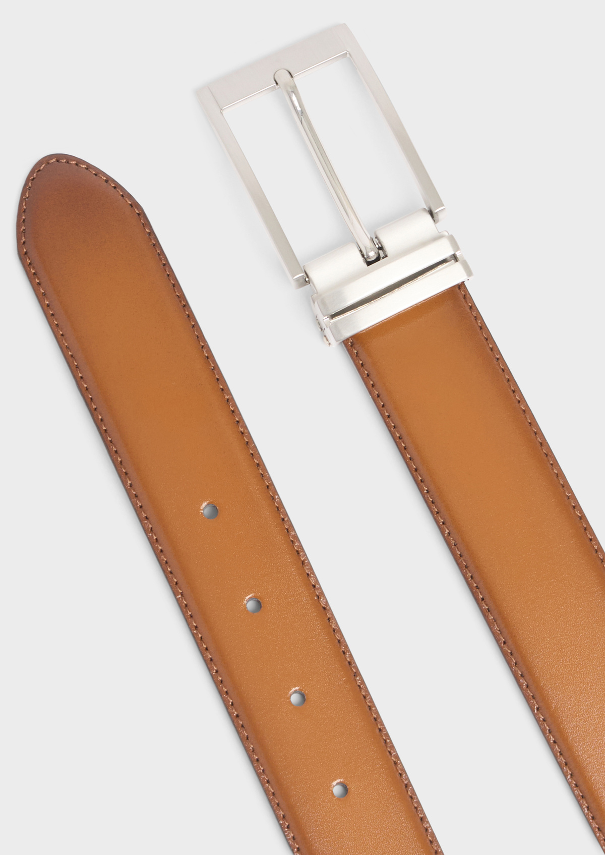 Ceinture ajustable en cuir lisse cognac