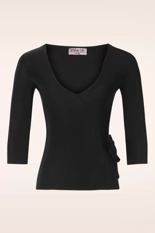 Vintage Chic for Topvintage Annabelle slinky top in zwart
