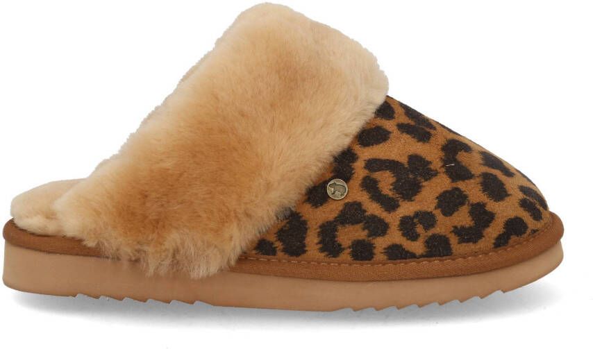 Warmbat Collie Print Panther Dames Sloffen Chestnut