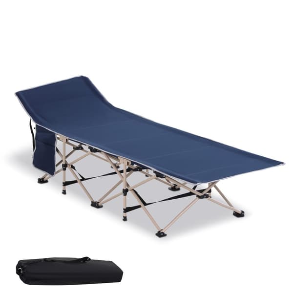 Camp Bed Sammenleggbar Campingseng Med Oppbevaringspose, Stål & Oxford, Blå, 190X68X52Cm