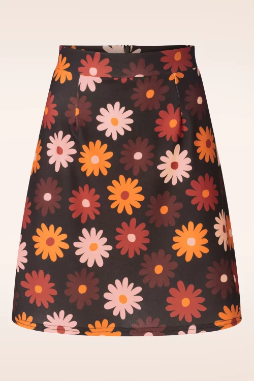 Vintage Chic for Topvintage Flower power rok in zwart