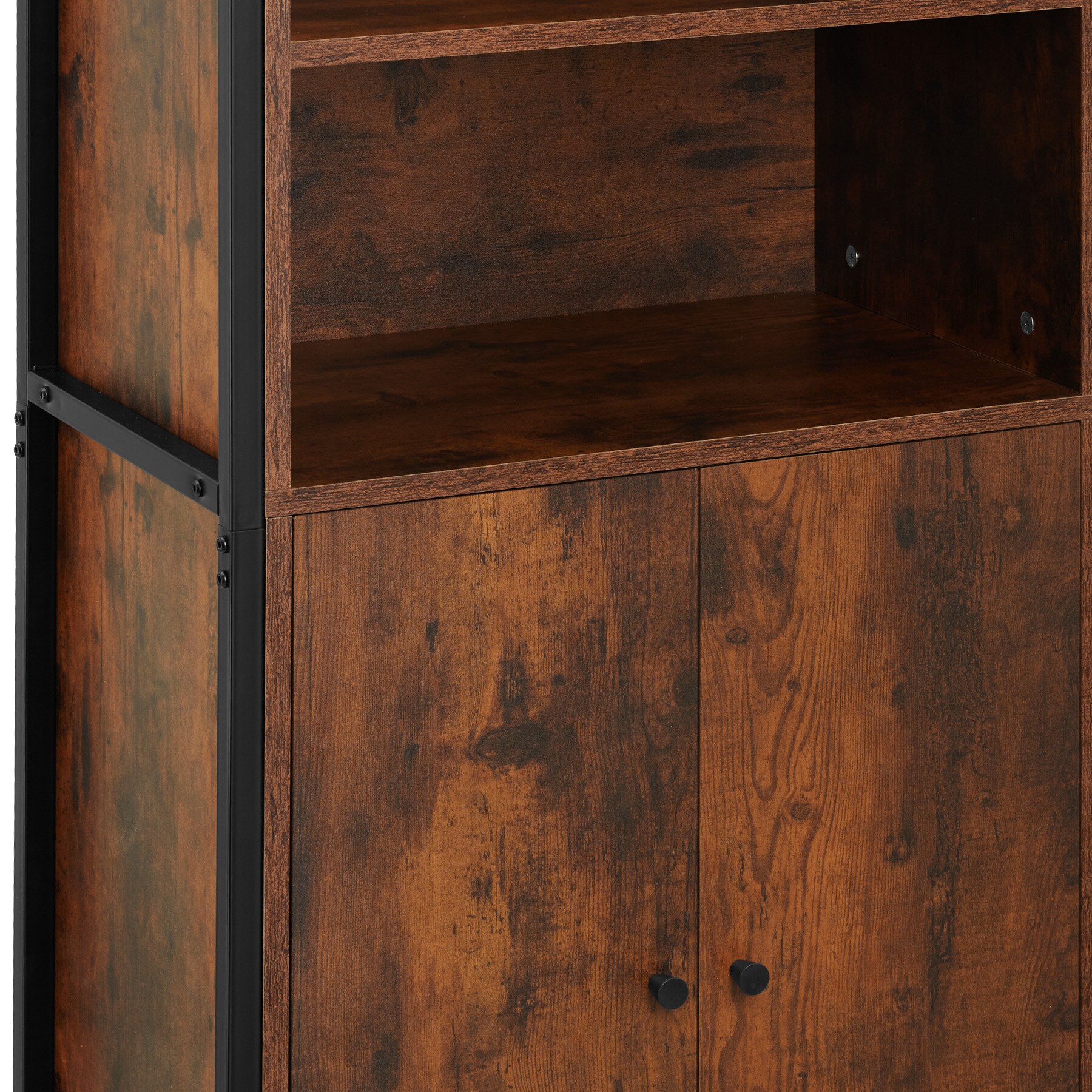tectake® Highboard, Industrial Style, 2 offene Fächer mit Deckplatte, mit höhenverstellbaren Füßen, 60 x 38 x 125 cm