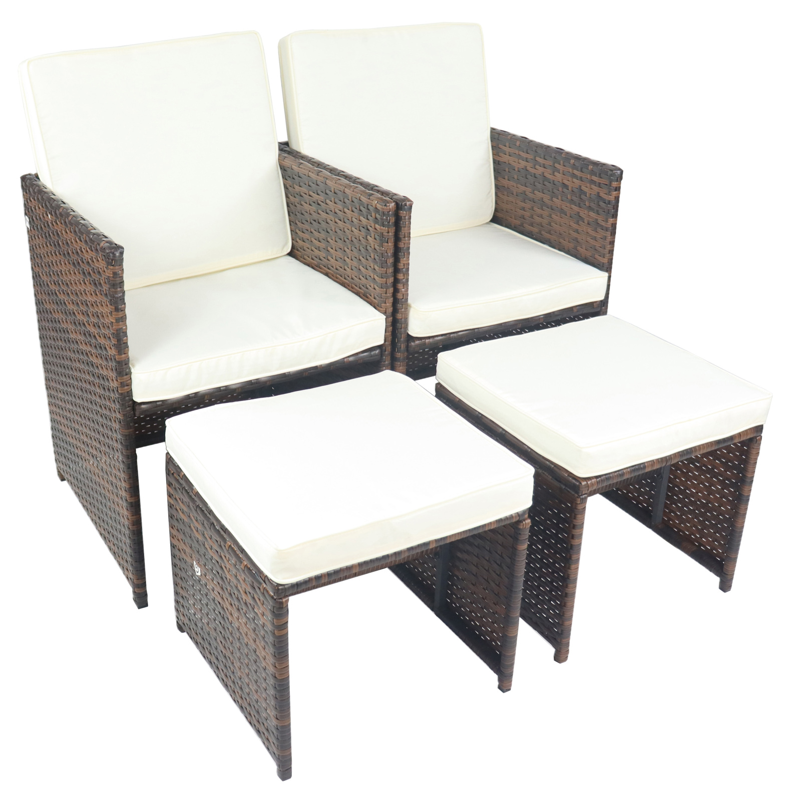 4-teiliges Gartenstuhl-Set RALOSO - braun - mit Hocker - Rattan