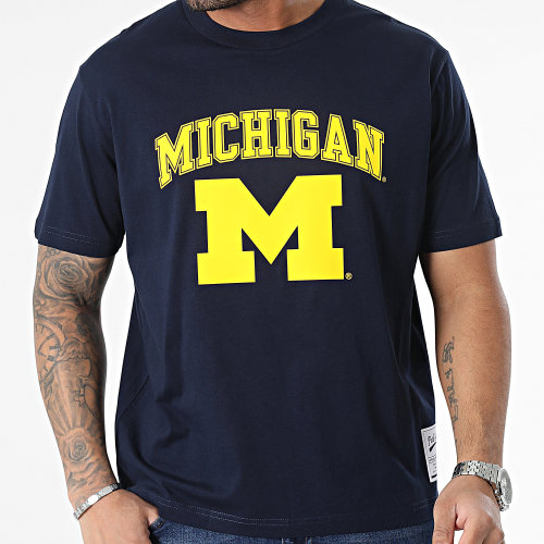 Tee Shirt Oversize Large Michigan Bleu Marine Jaune