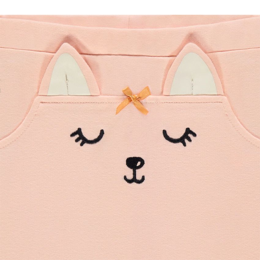 Pantalon de jogging en molleton à animal brodé et oreilles en relief - Rose