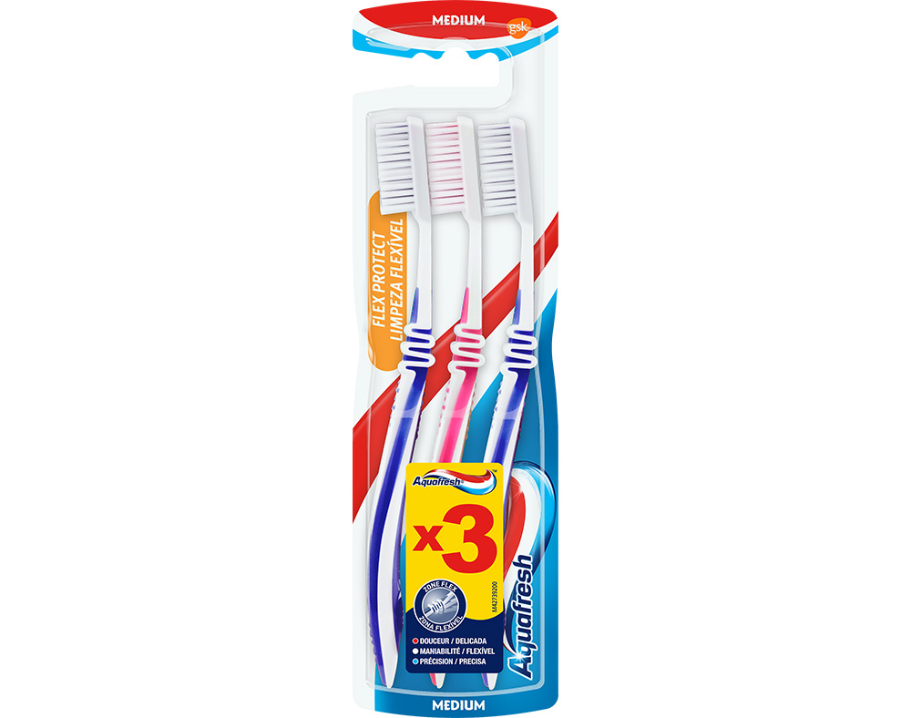 Escova de Dentes Limpeza Flexível Média Aquafresh 2 1 Grátis