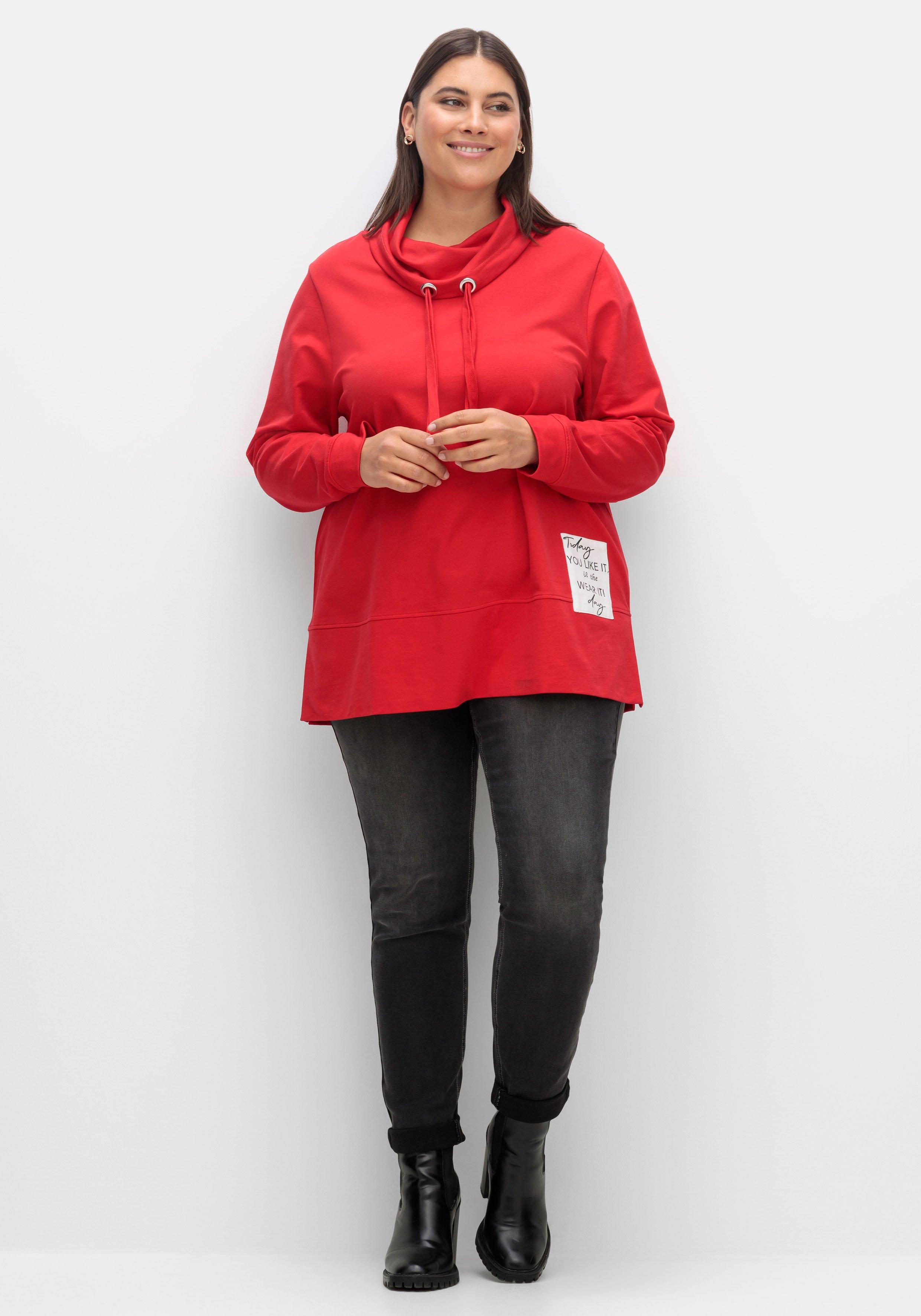 Sweatshirt mit Stehkragen und Applikation seitlich