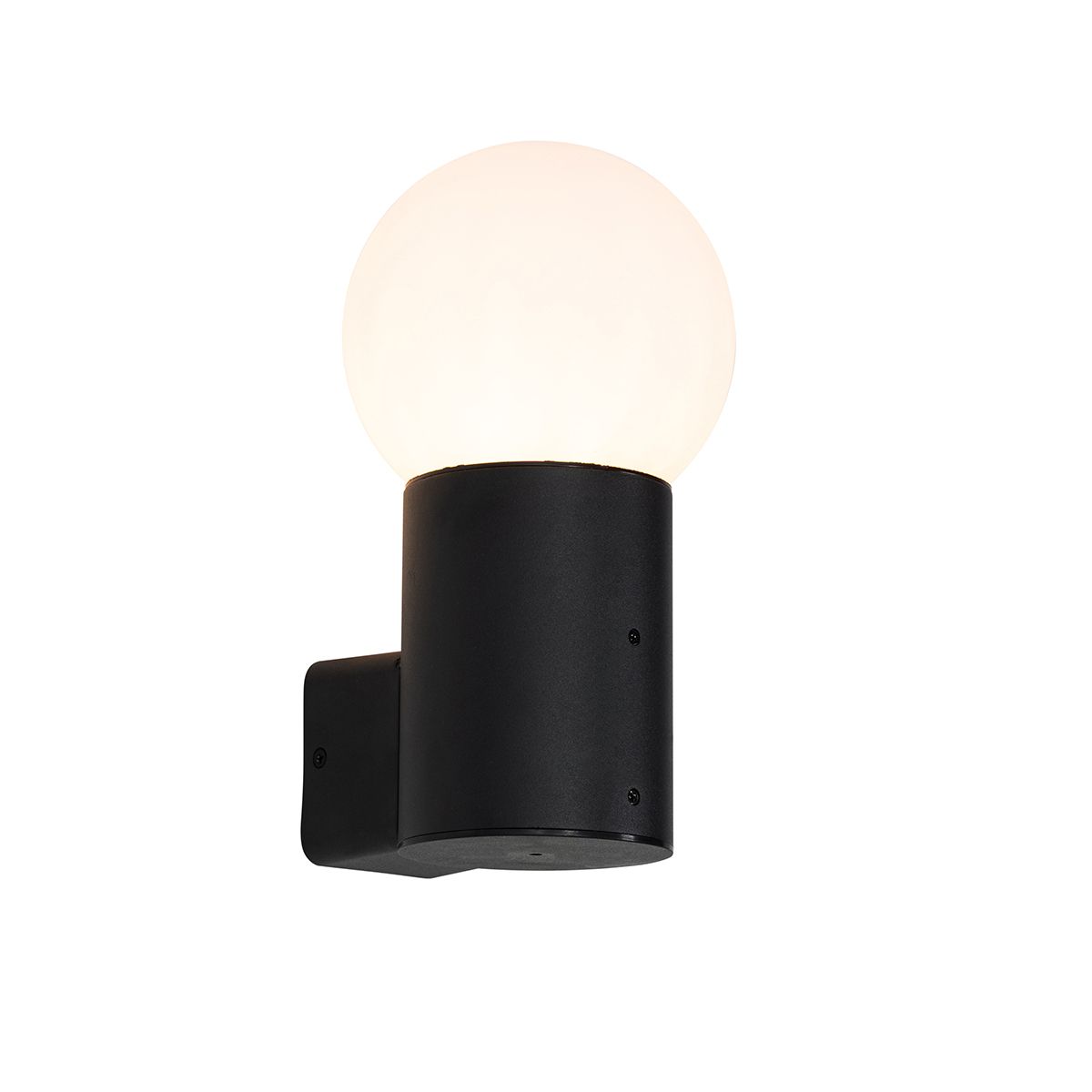 Buiten wandlamp zwart met opaal glas IP44 - Huma