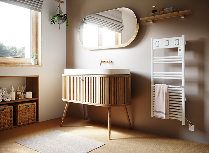 Sèche-serviettes électrique à inertie fluide Sauter Marapi tactile blanc 500W