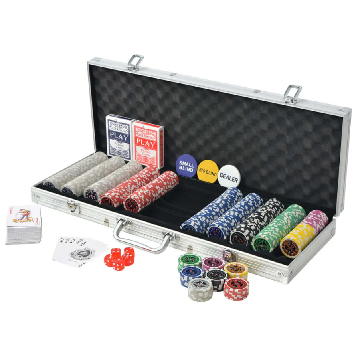 vidaXL Coffret de poker - 500 jetons Laser Aluminium