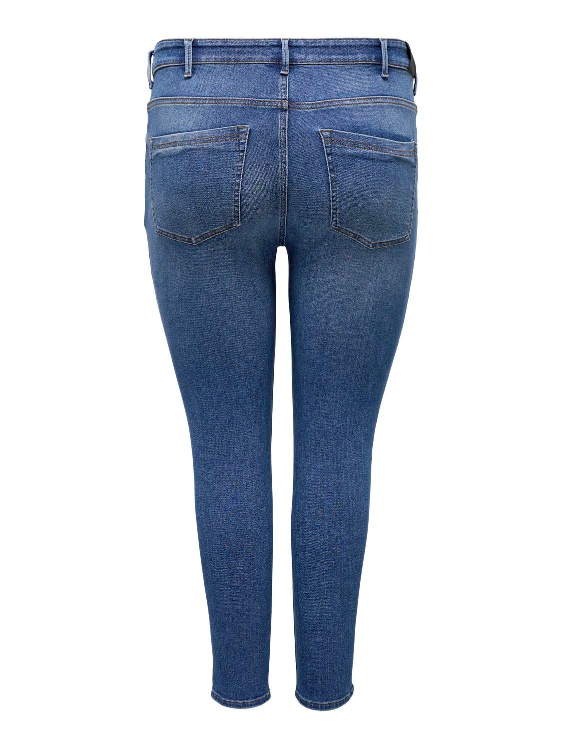 CARICONIC Hohe Taille Skinny Fit Jeans Dark Medium Blue Denim