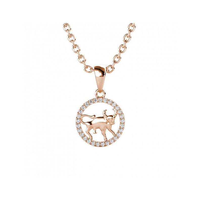 Pendentif Zodiaque Taureau - Or Rosé et Cristal
