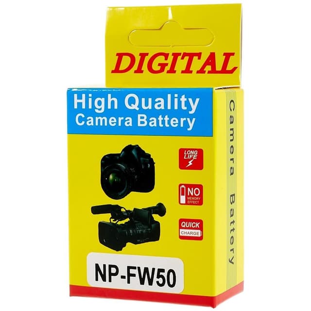 NP-FW50 batteri til Sony A6400/A6000/ZVE 10/A7M2/A6100/A6300/A7R2/A5100 osv
