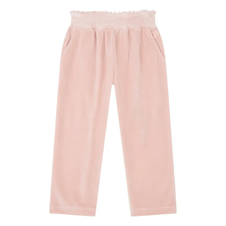 SMALLABLE BASICS Pantalon Carrotte Fille Elastiqué à la Taille en Velours | Rose poudré