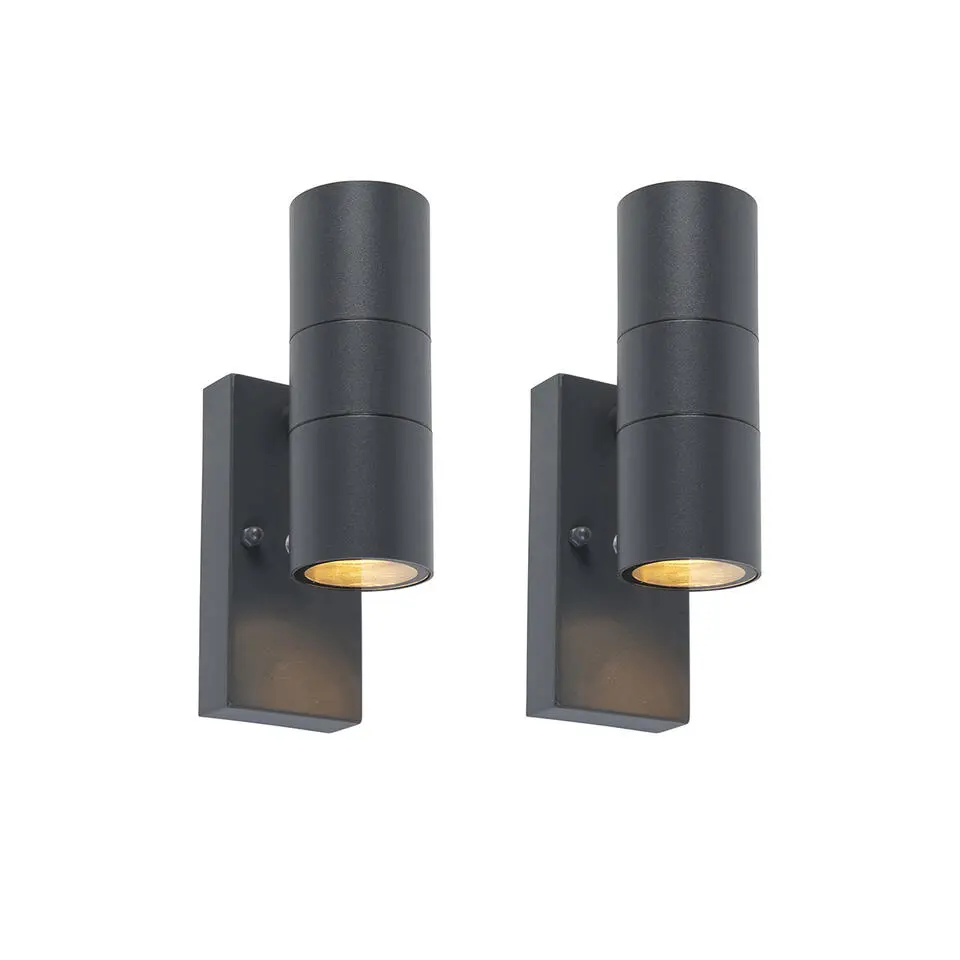 Qazqa buitenlampen met sensor duo grijs gu10