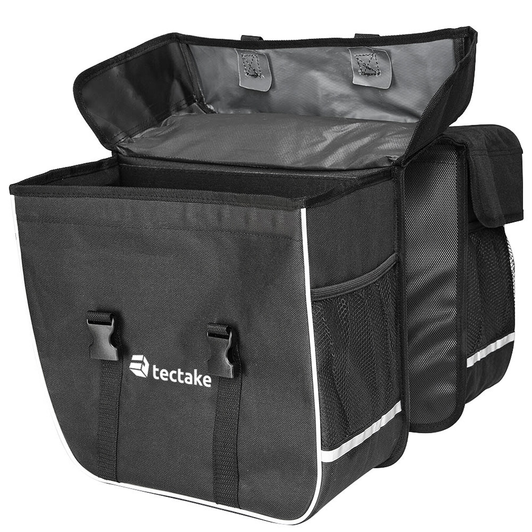 tectake® Fahrradtasche, für den Gepäckträger, mit Schnallenverschluss, Tragegriff und Reflektorstreifen, 34 x 17 x 30 cm