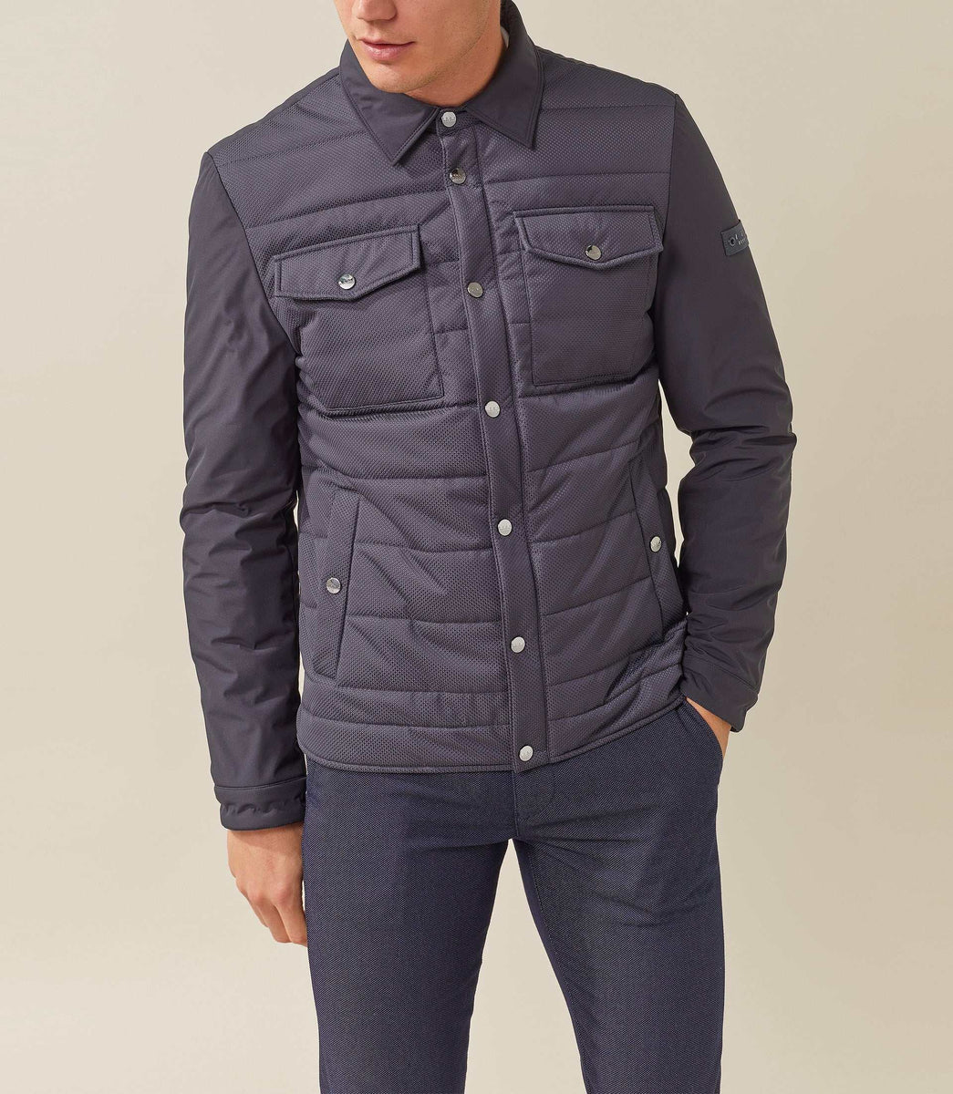 Surchemise bi-matieres marine 