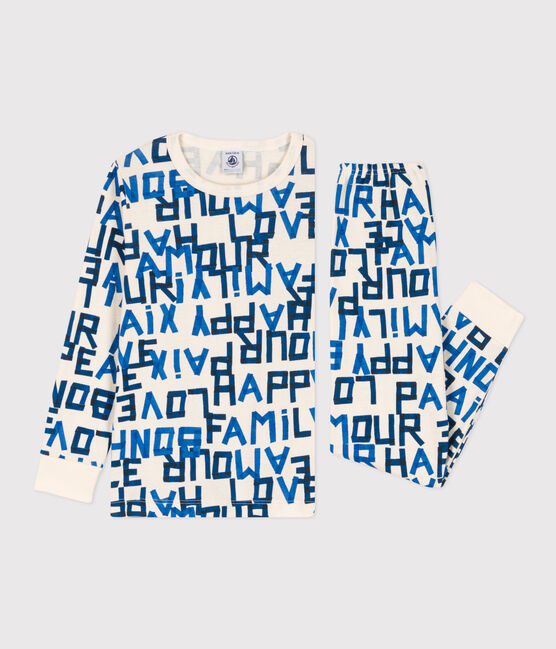 Pyjama imprimé mots bleus en coton enfant