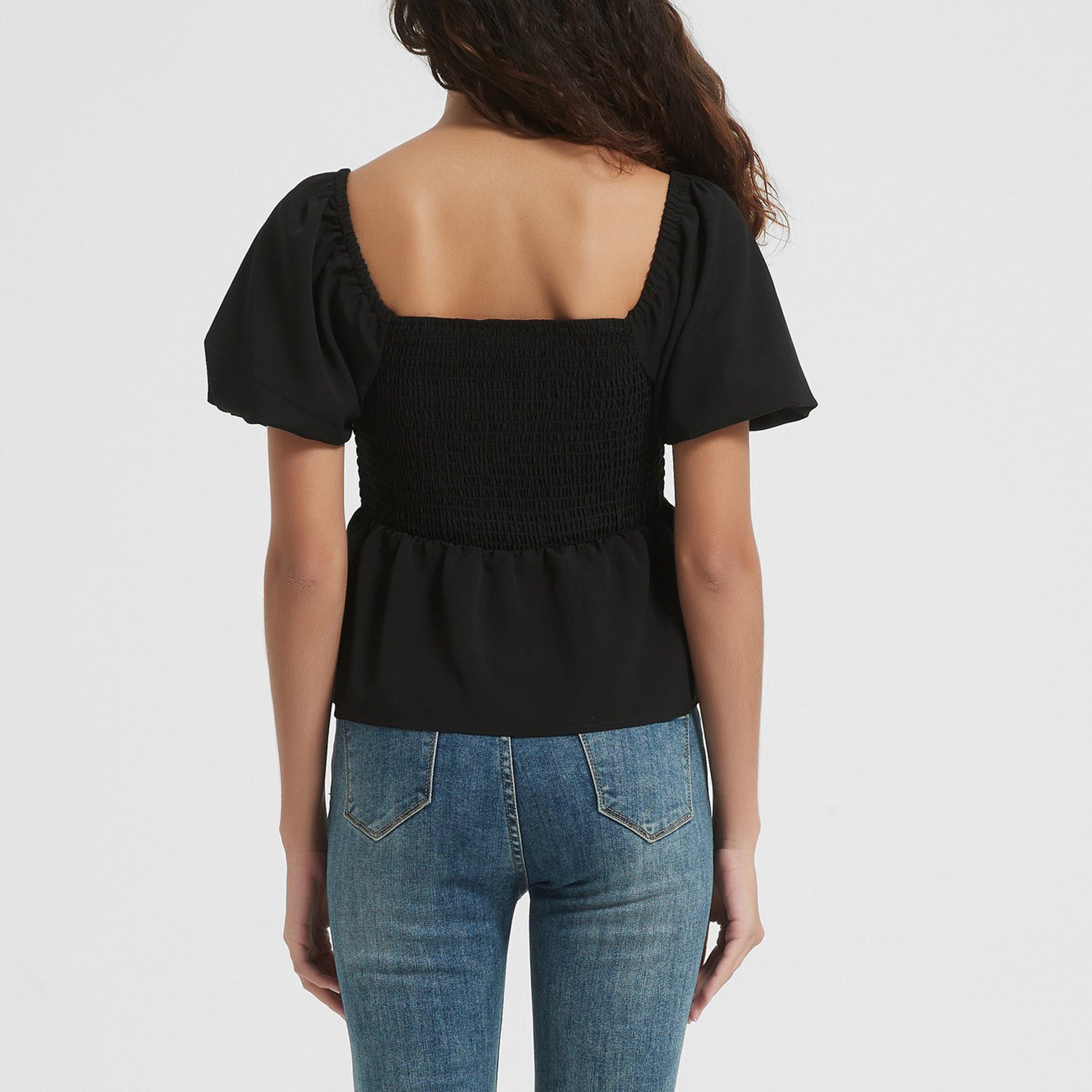 Be You Puff Sleeve Peplum Top