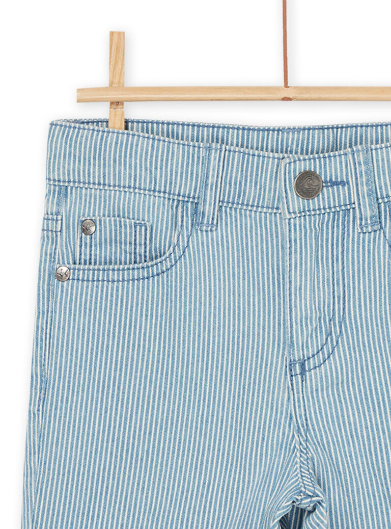 Bermuda en jean denim clair à imprimé à rayures