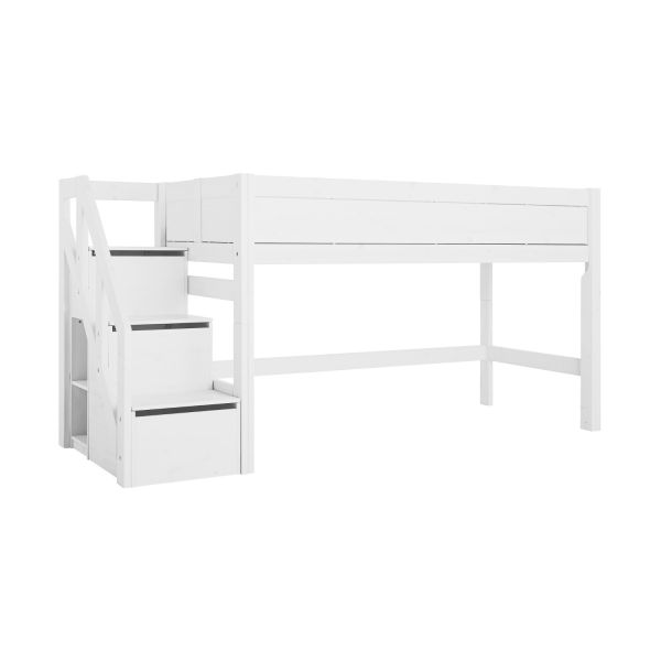 LIFETIME Kidsrooms Halfhoogslaper Met Trapkast Luxe Whitewash