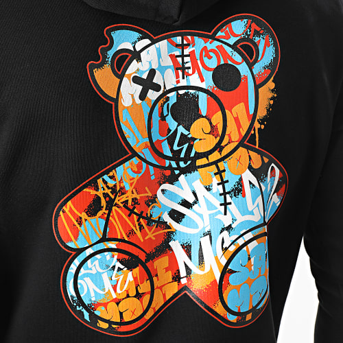 Sweat Capuche Nounours Graffiti Noir