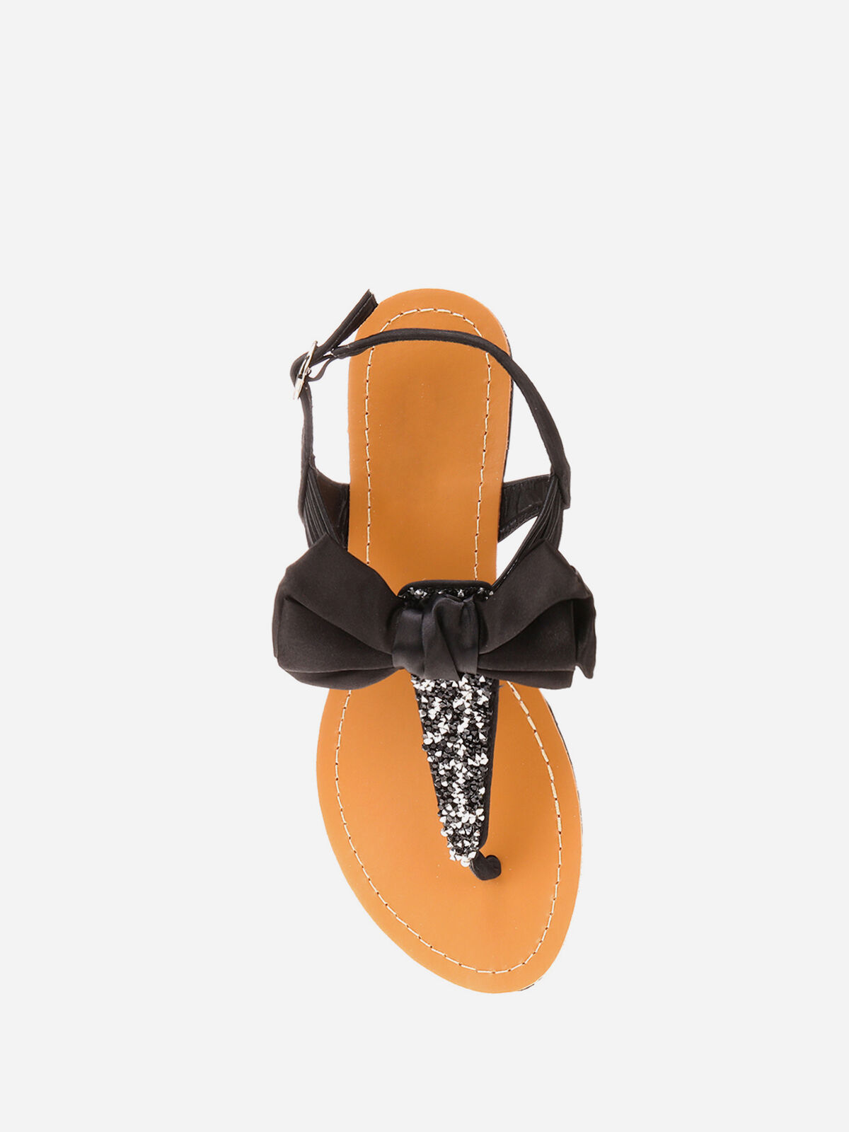 Sandales à strass et noeud- Noir
