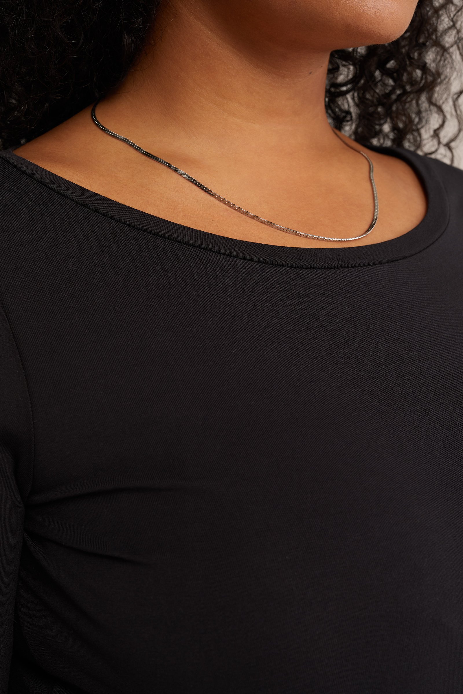 T-shirt met driekwart mouwen - Curve WE Fashion Zwart