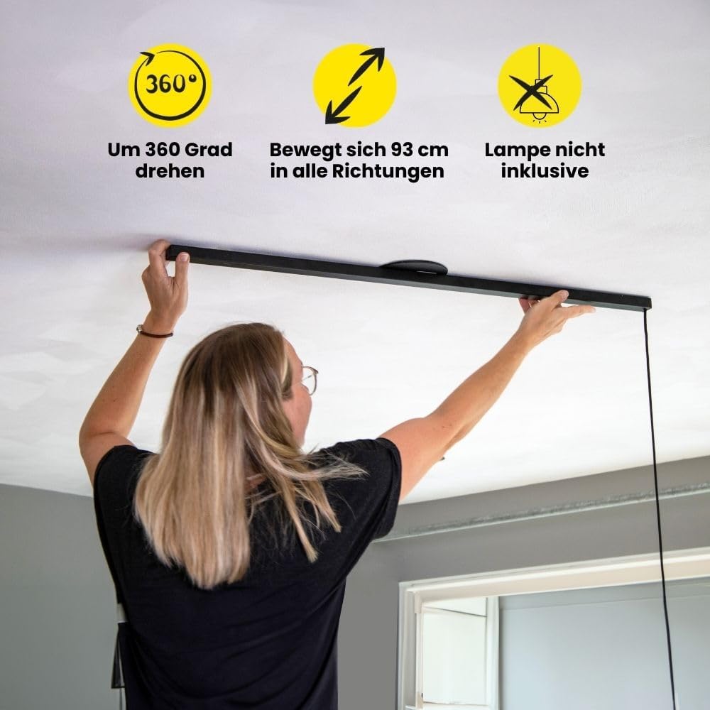 Lightswing® Single Aufhängesystem für eine Hängelampe - Matt Schwarz - 110 cm - Beweg deine Hängeleuchte Mühelos - Einfache Installation - Hängelampe Esstisch - Pendellampe Verstellbar - Hängeleuchte