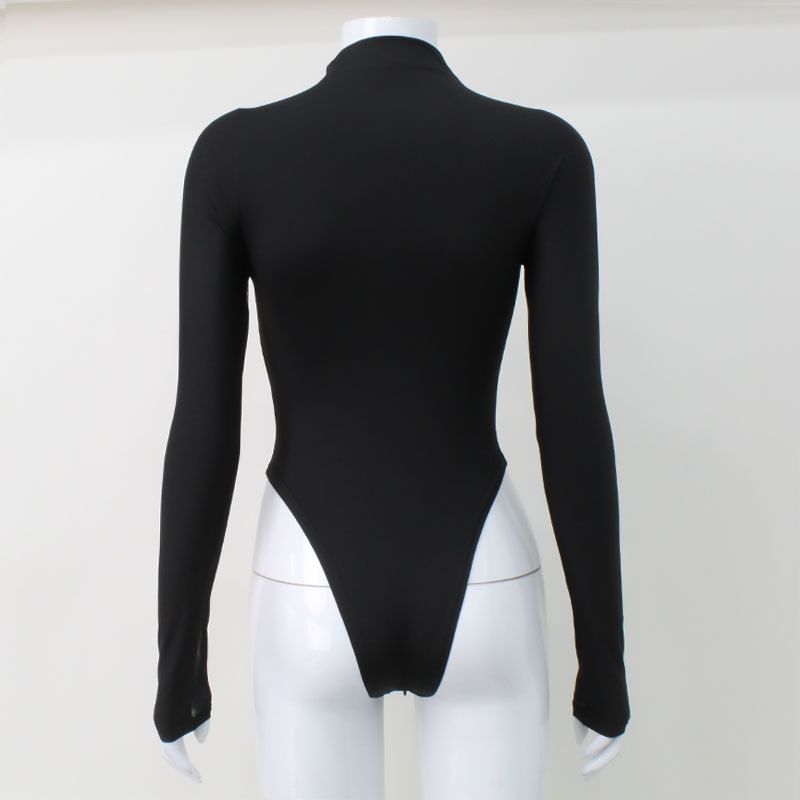 Sheparon - Bodytop met lange mouwen en nephals en mesh-paneel