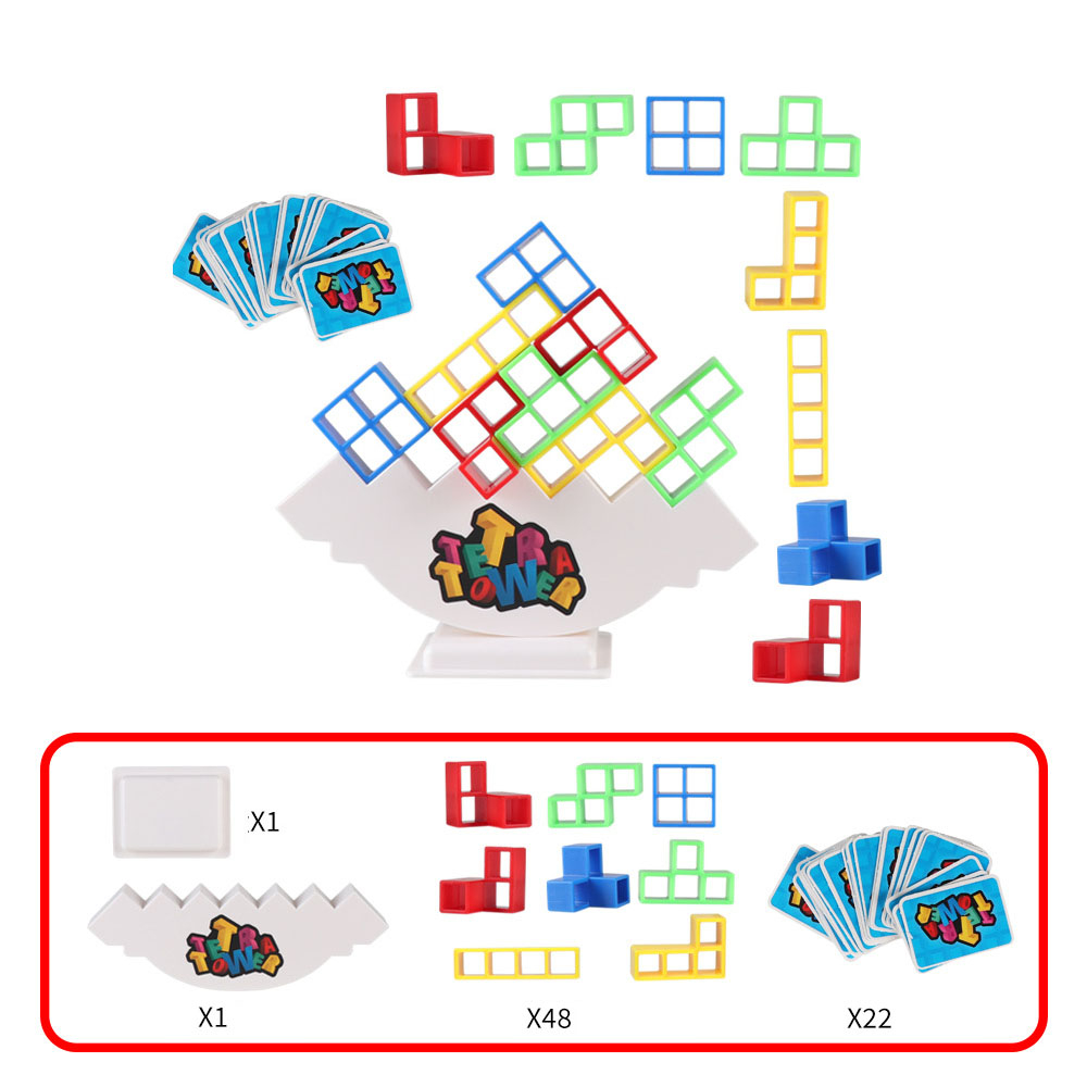 (71-tlg. Set) Tetra Tower Stapel Kinder Spielzeug Balance Schaukel Turm Baustein Stapelblöcke Spiel - Bunt