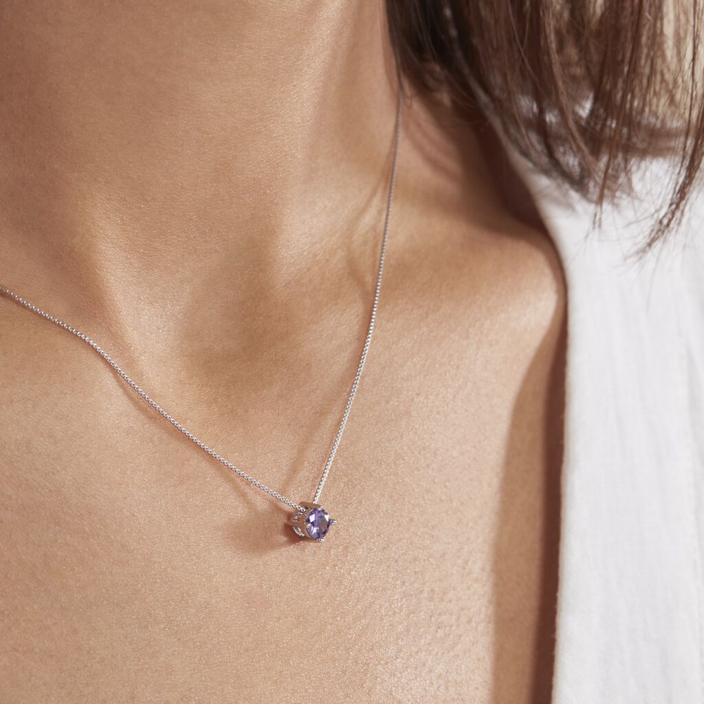 Collier Rio Santa Teresa Argent Blanc Oxyde De Zirconium Violet