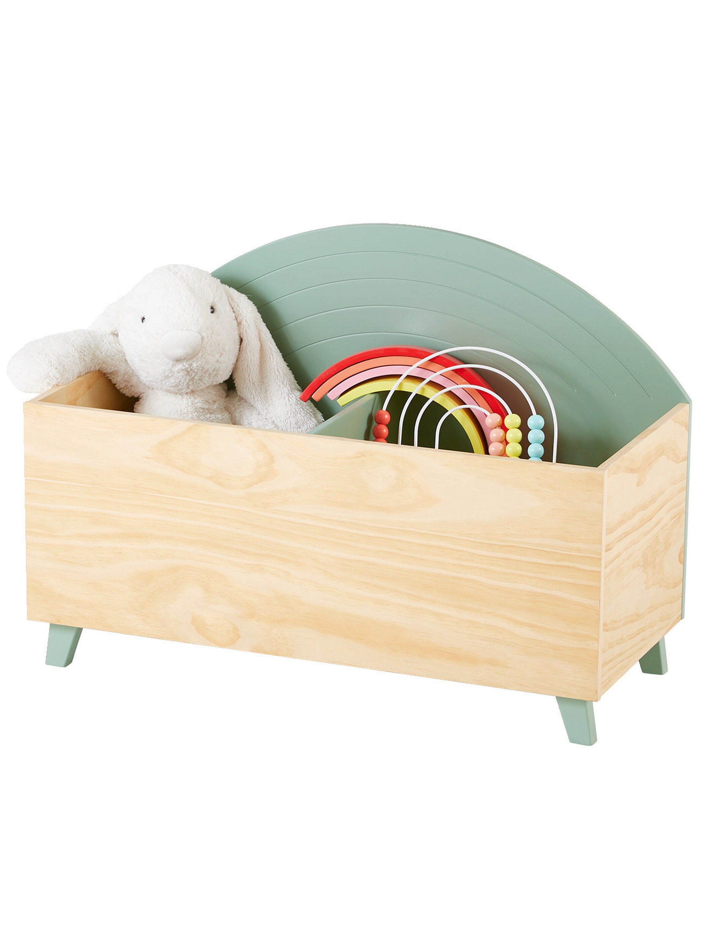 Vertbaudet Kinderzimmer Aufbewahrungskiste REGENBOGEN salbeigrün