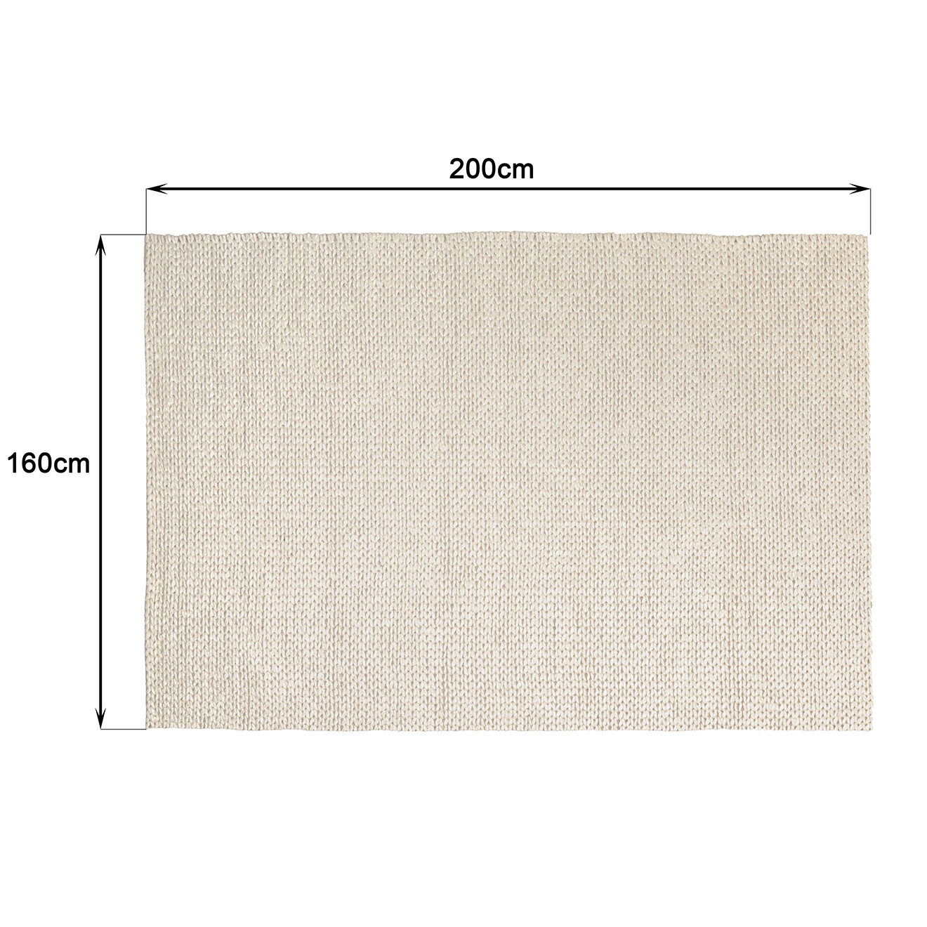 Macabane Tapis en Laine tissée Quentin écru - 230x160 cm