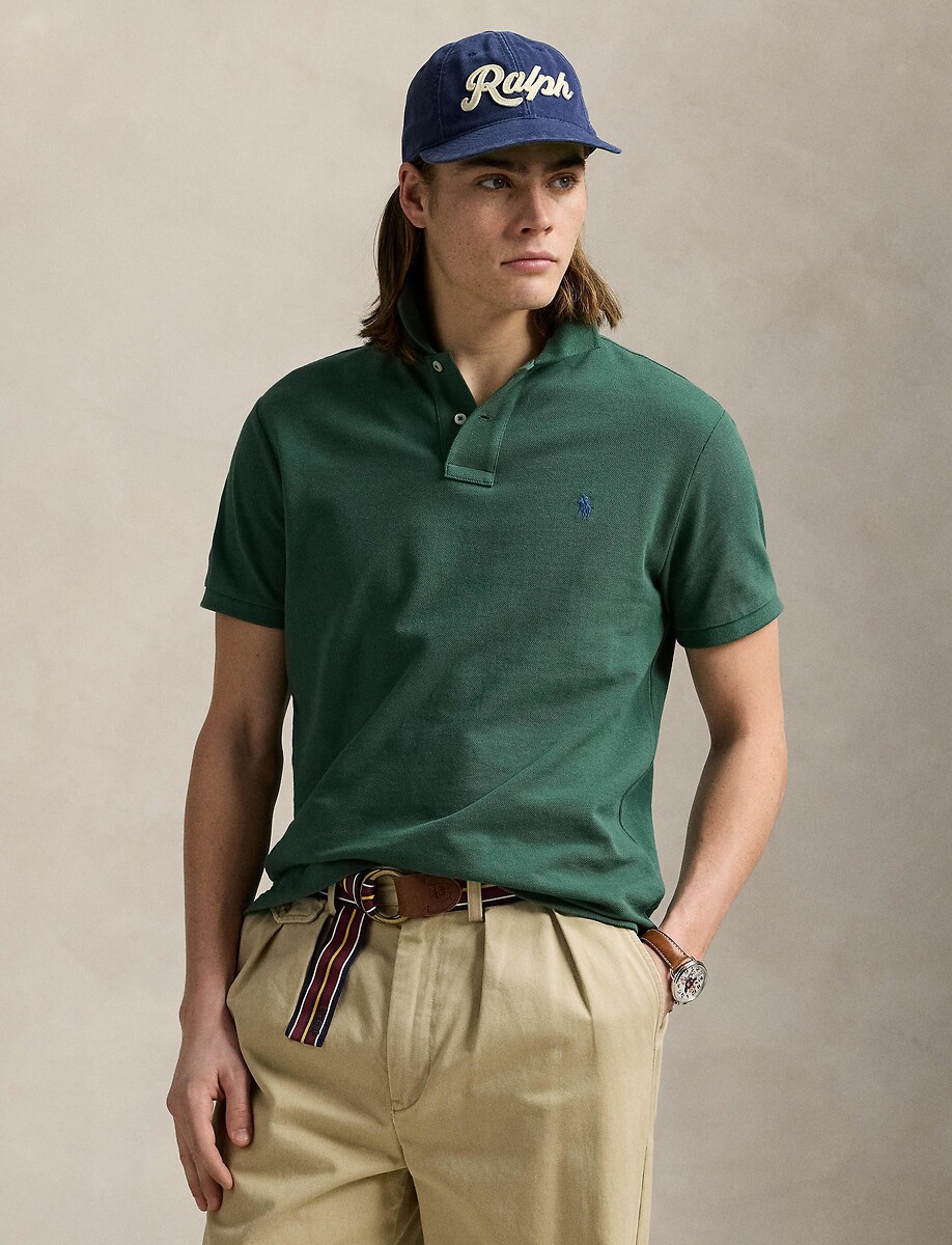 POLO RALPH LAUREN<br>Camisa polo reta de algodão com bordado de jogador de pônei