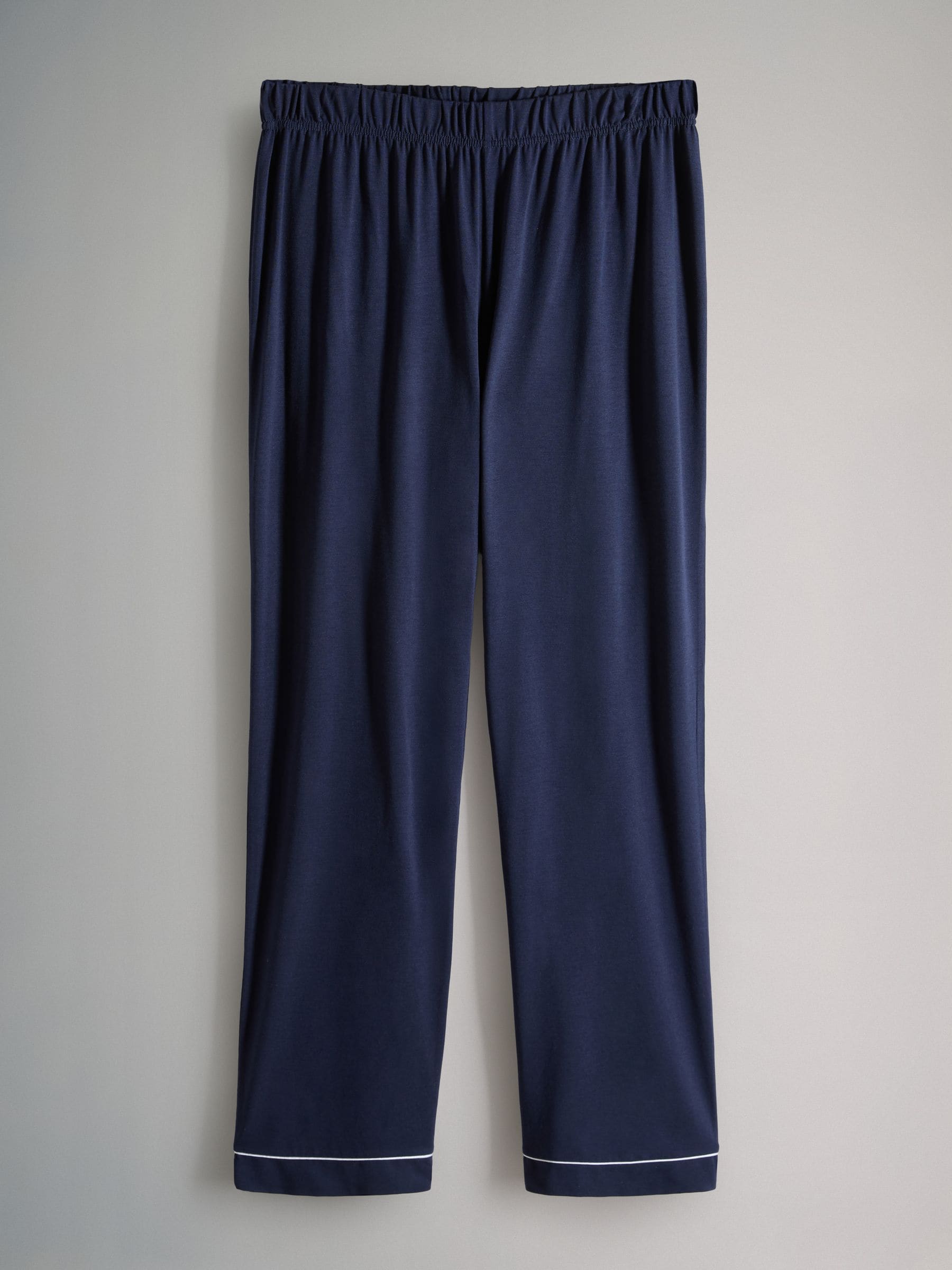 Marineblauw/grijs gemêleerd - The Set 2 Pack Viscose Blend Button Through Long Pyjamas with Piping