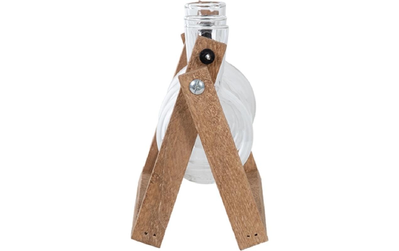 Stecklingsvase L 25.5 cm, Braun/TransparentGlasvase mit Holzständer