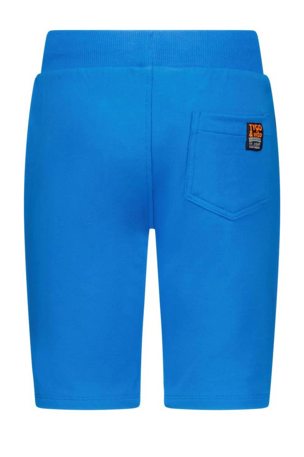 TYGO & vito slim fit sweatshort Bing met zijstreep hardblauw