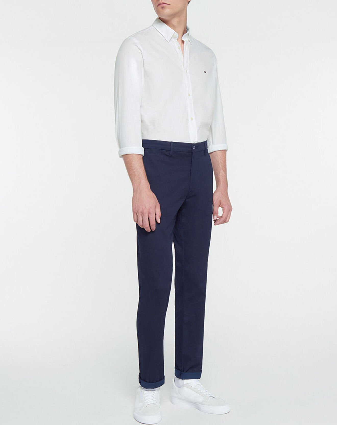 Tommy Hilfiger Chemise Slim en Coton Bio mélangé Flex Dobby blanche