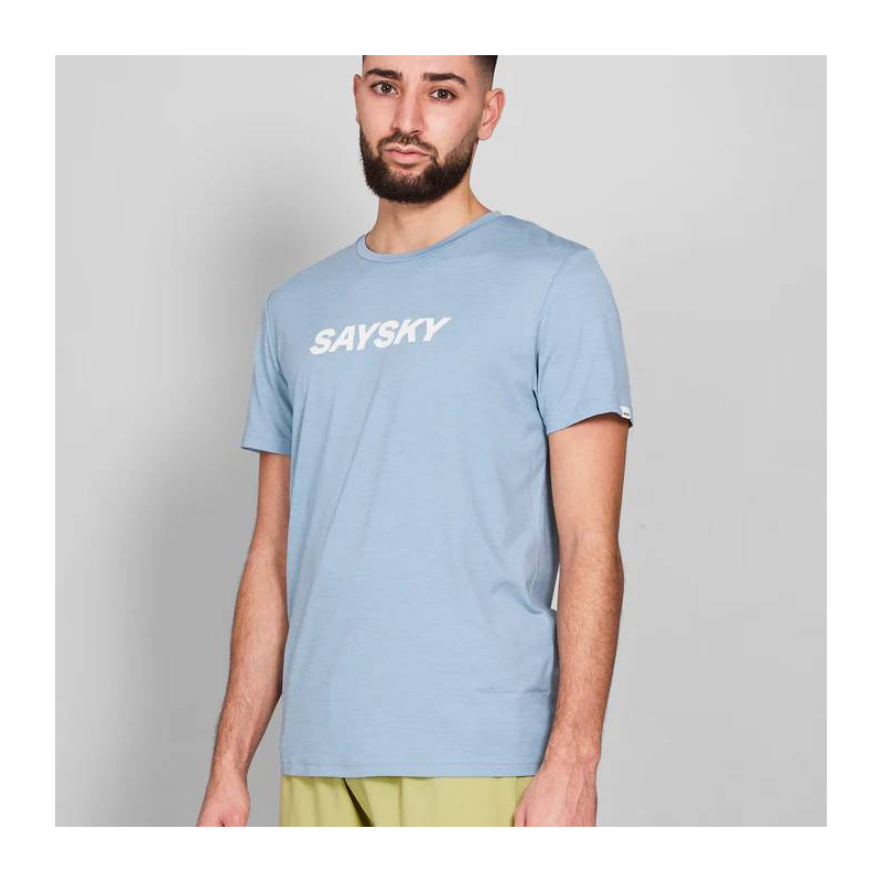 saysky logo pace t shirt herre 634 nmrss20 blue melange