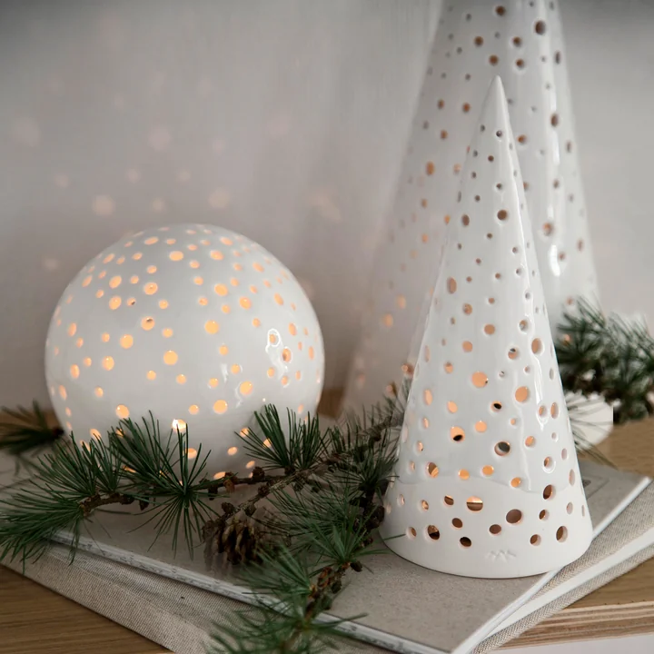 Kähler Design - Nobili Teelichtleuchter Kegel, 30 cm / schneeweiss