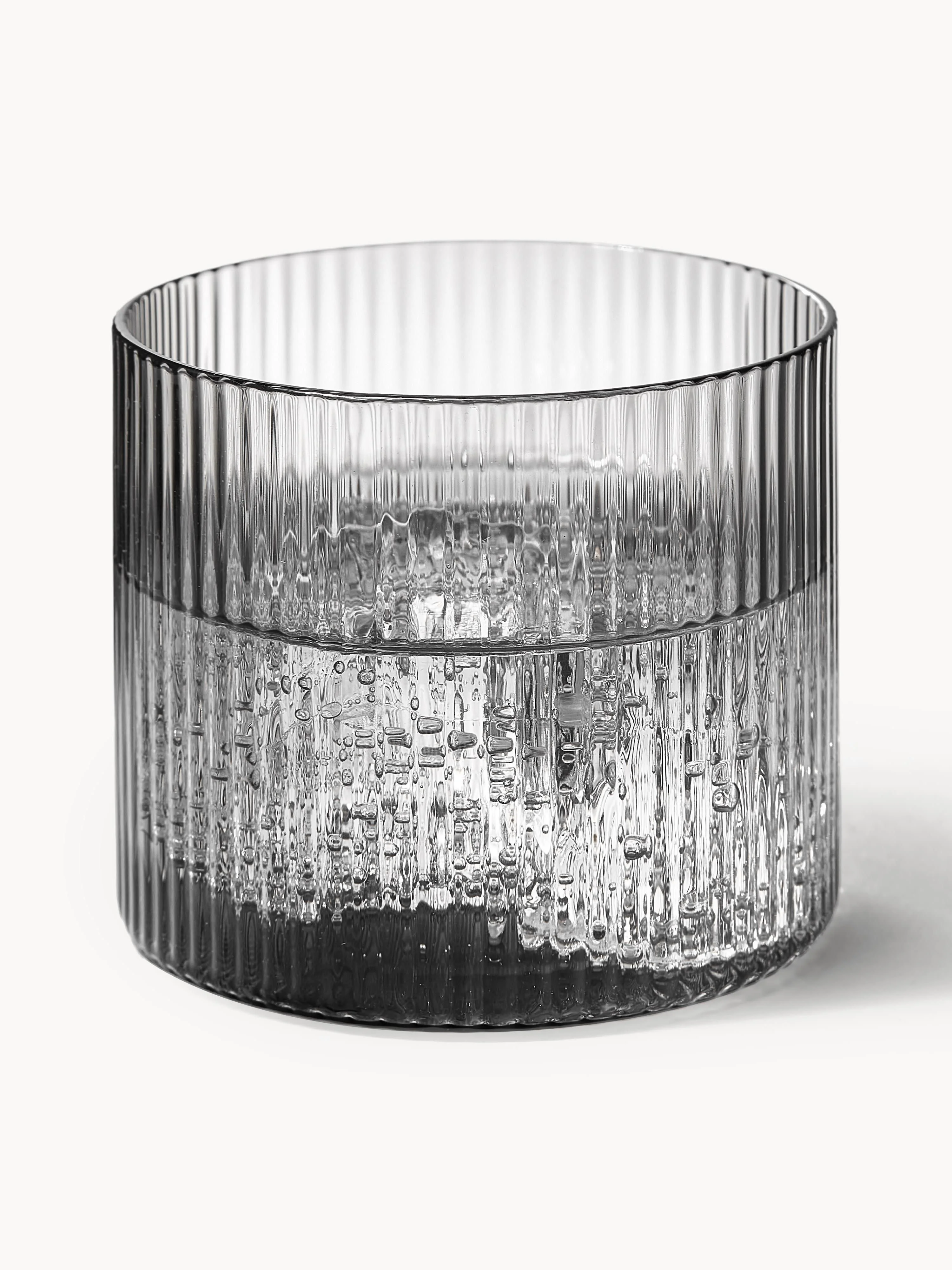 Mondgeblazen waterglazen Ripple met groefreliëf, 4-delig