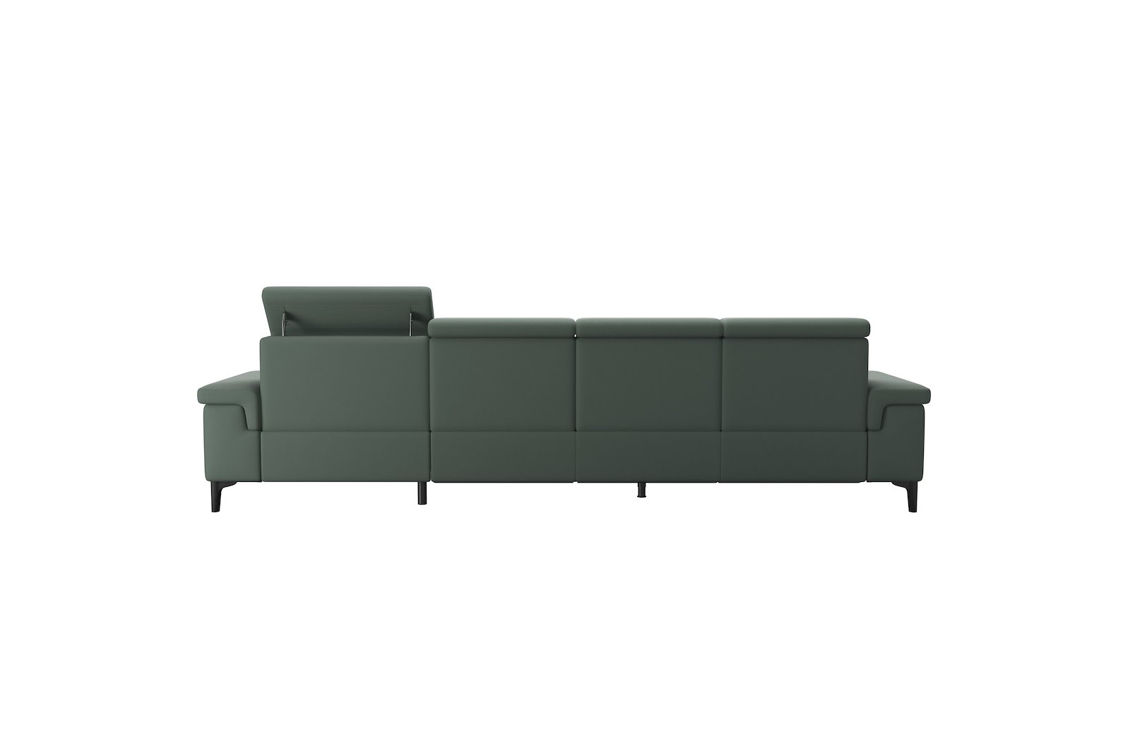 Anna 3-seter (PMM) med LS (M) Hud Paloma Sage Green med A2 arm og polerte organiske sort alu ben, 14 cm. (Power-Manual-Manual)