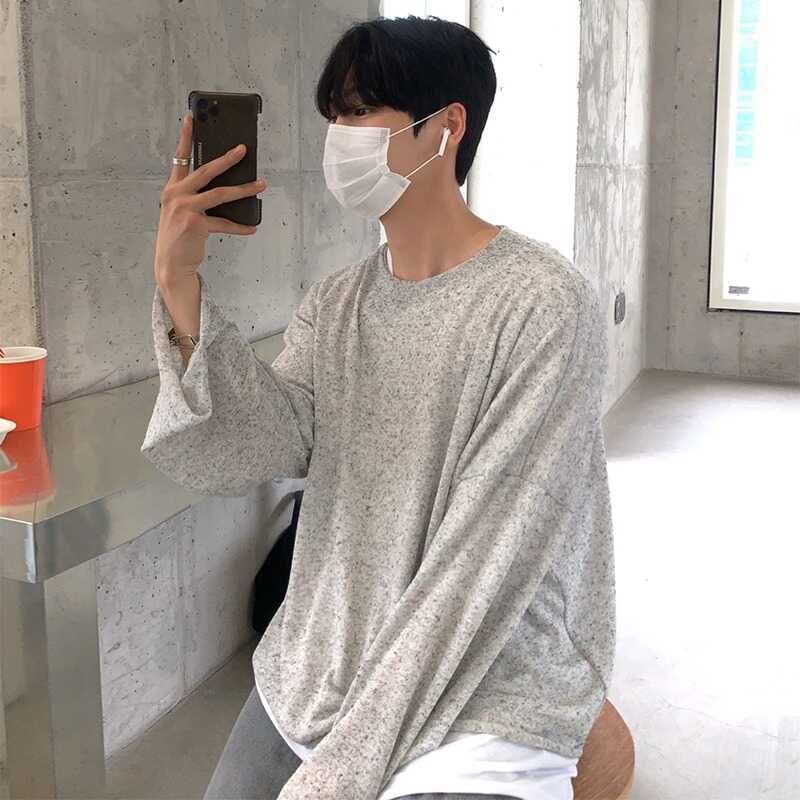 Real Boy - Oversized T-shirt met lange mouwen en ronde hals, effen
