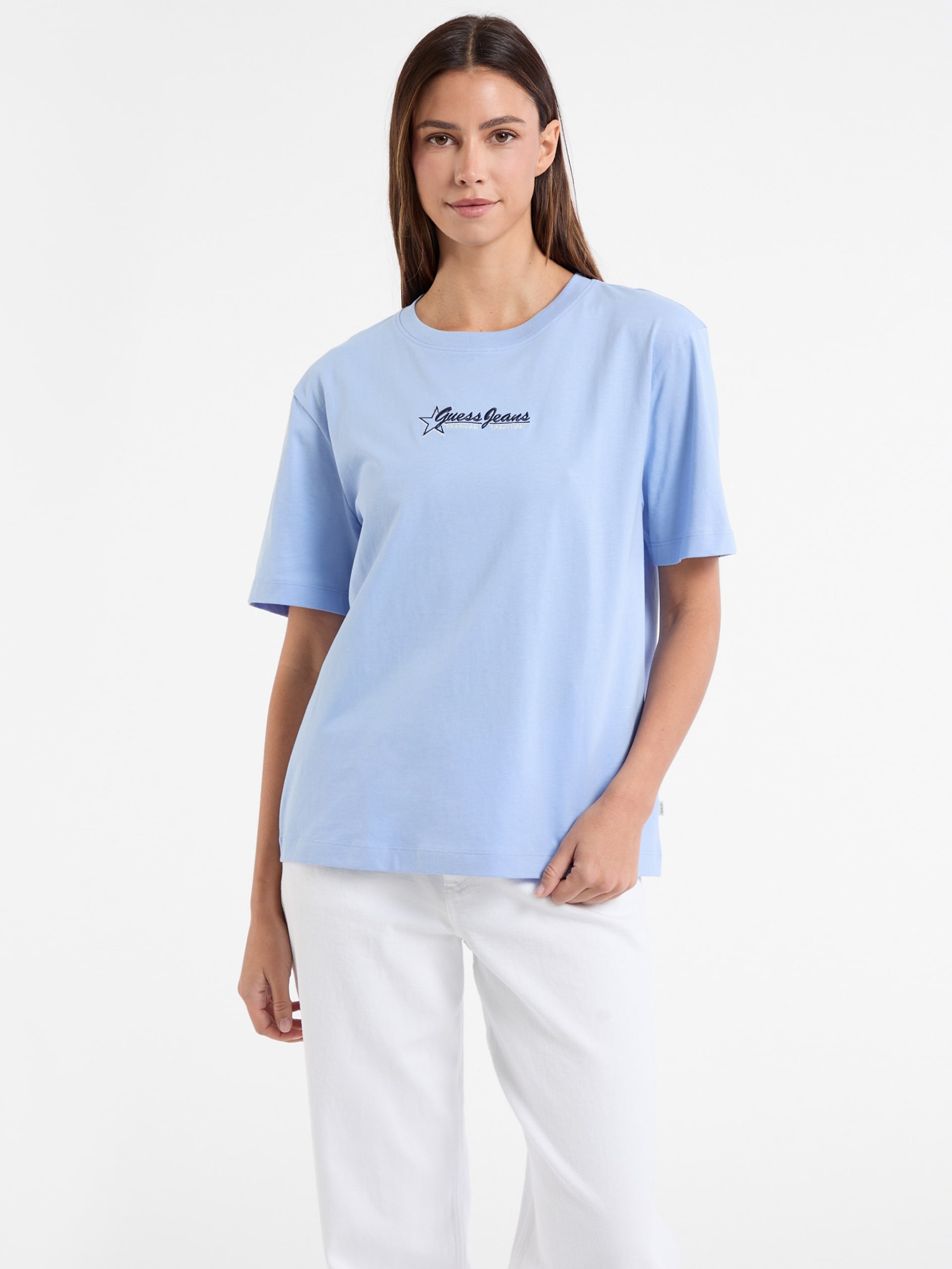 Camiseta de gola redonda estampada