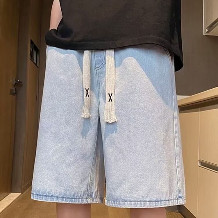 Maxelane - Gewassen denim shorts met trekkoordtaille