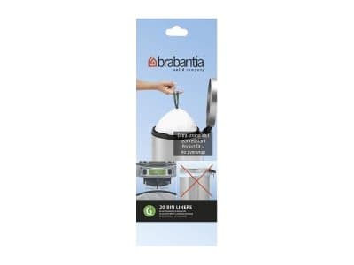 Brabantia Size G - Søppeldunkfôr - trekksnor - 30 L - høytetthetspolyetylen (LDPE) - hvit - pakke av 1 x 20